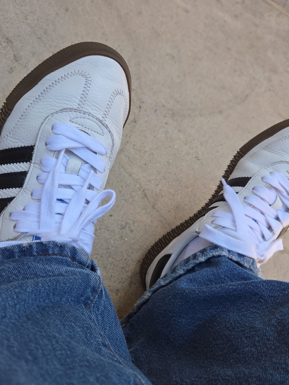 adidas Women White Sneakers with Black Stripes and Gum Sole